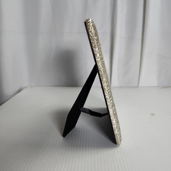 Nicole Miller Home 4x6 Silver Metal Picture Frame Textured Modern Glam Tabletop - Picture 8 of 11